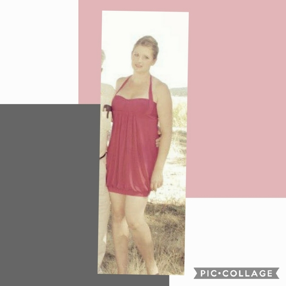 BCBG Sz Med Bubble Hem Halter Dress - Picture 2 of 10